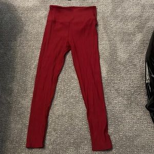 Carbon 38 Red Ribbed High-Rise Leggings Size Medium